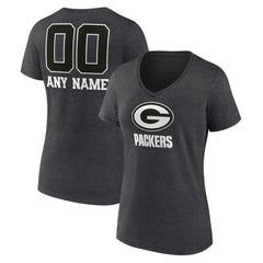 Green Bay Packers Women's Personalized Name & Number Monochrome V-Neck Long Sleeve T-Shirt | NFL On sale
