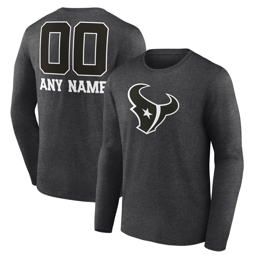 Houston Texans Personalized Name & Number Monochrome Long Sleeve T-Shirt | NFL Discount
