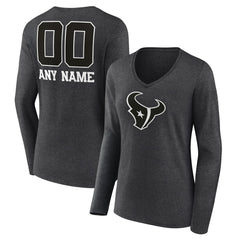 Houston Texans Women's Personalized Name & Number Monochrome V-neck T-Shirt | NFL Sale