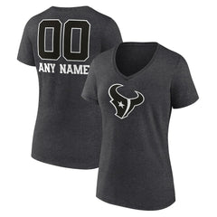 Houston Texans Women's Personalized Name & Number Monochrome V-Neck Long Sleeve T-Shirt | NFL Online