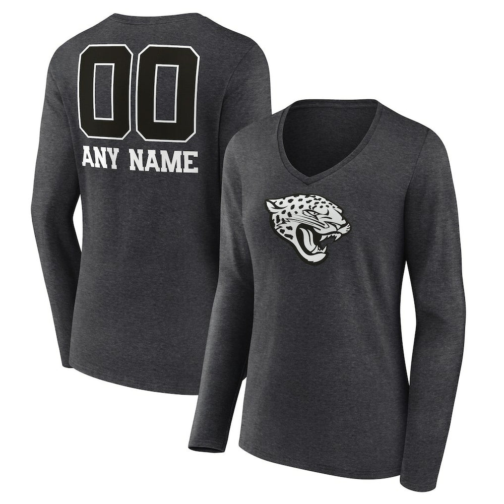 Jacksonville Jaguars Women's Personalized Name & Number Monochrome V-neck T-Shirt | NFL Near me