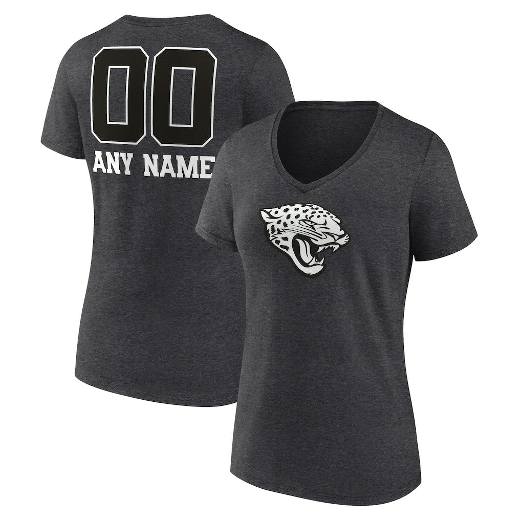 Jacksonville Jaguars Women's Personalized Name & Number Monochrome V-Neck Long Sleeve T-Shirt | NFL Outlet