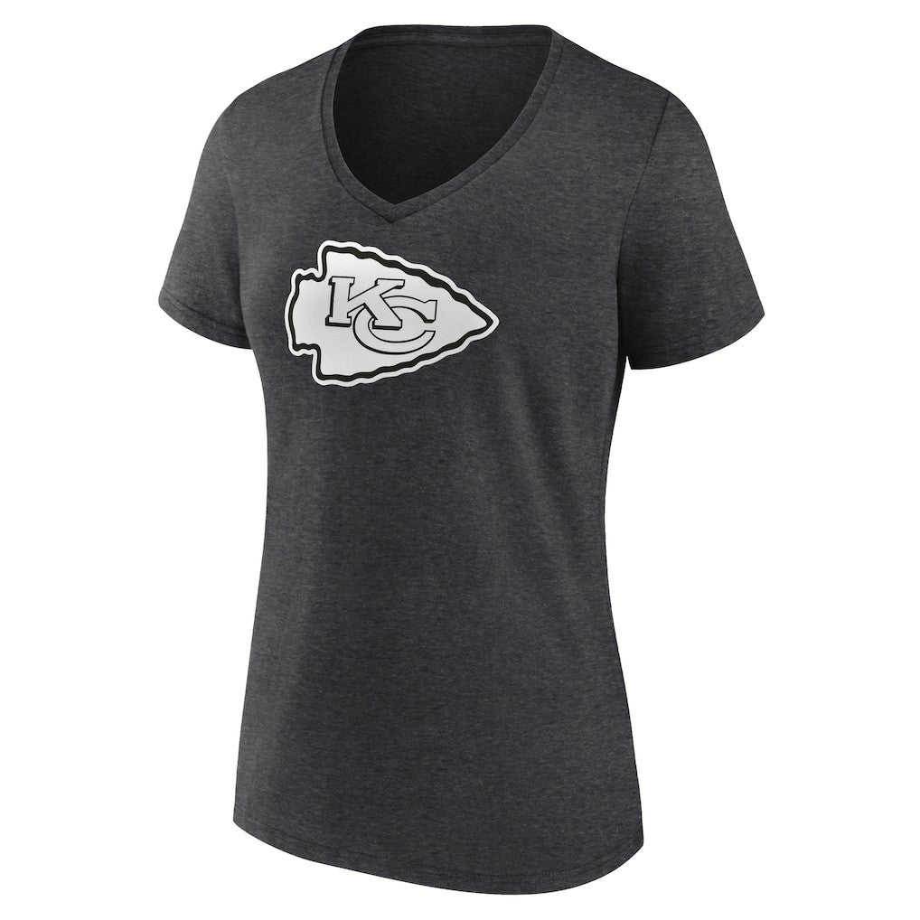 Kansas City Chiefs Women's Personalized Name & Number Monochrome V-Neck Long Sleeve T-Shirt | NFL Hot