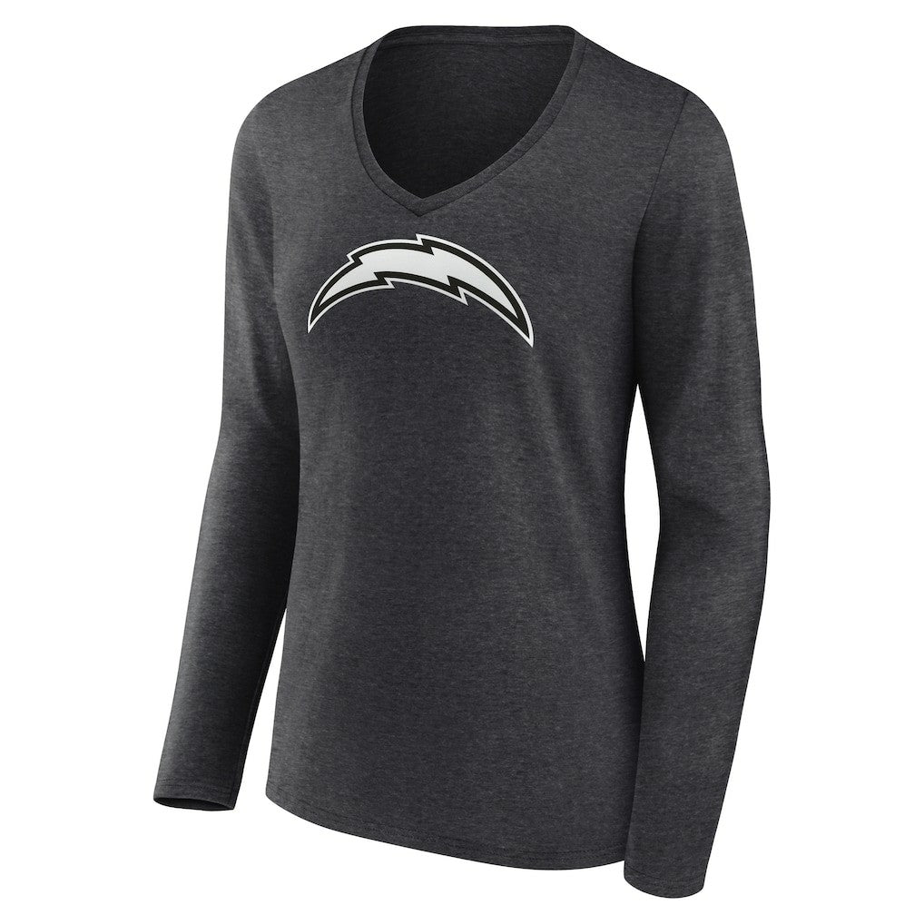 Los Angeles Chargers Women's Personalized Name & Number Monochrome V-neck T-Shirt | NFL Discount