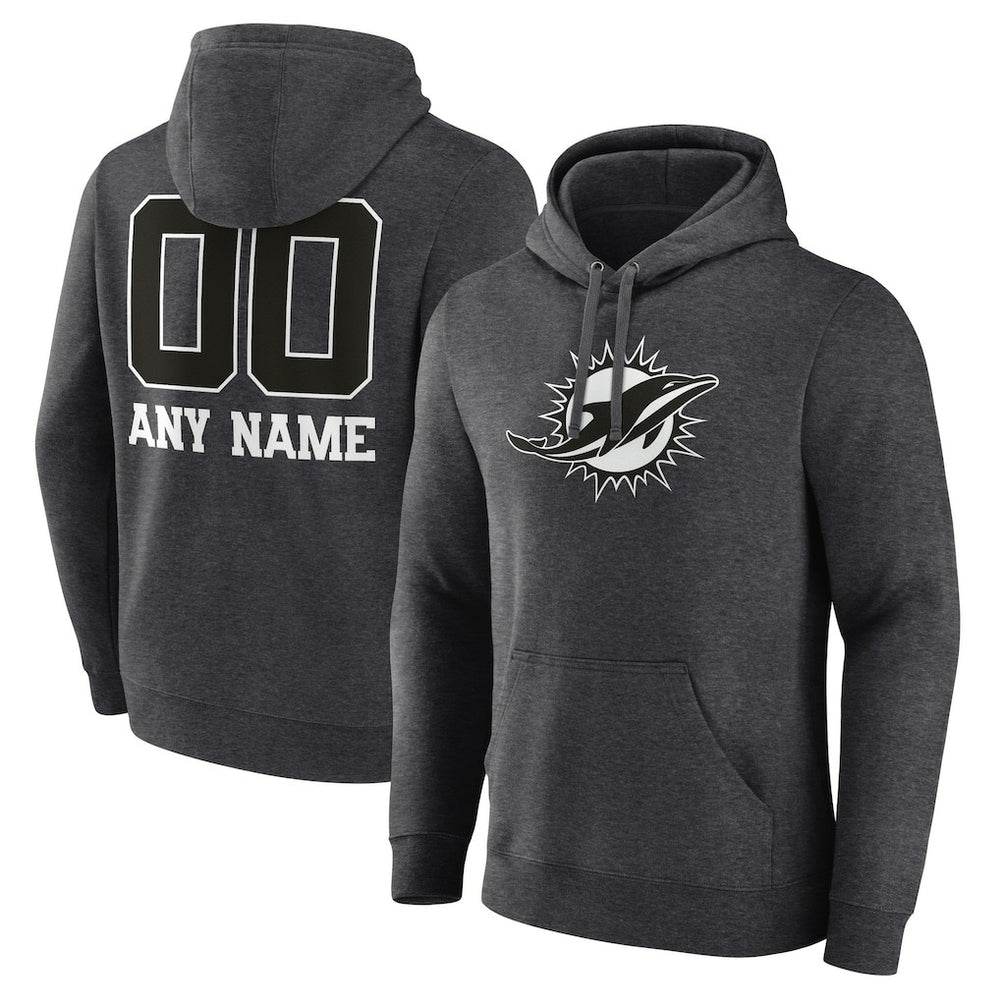 Miami Dolphins Personalized Name & Number Monochrome Pullover Hoodie | NFL Hot