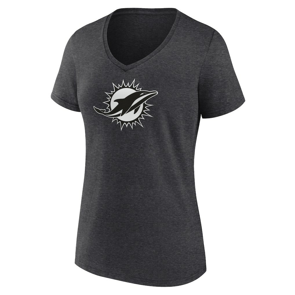 Miami Dolphins Women's Personalized Name & Number Monochrome V-Neck Long Sleeve T-Shirt | NFL New