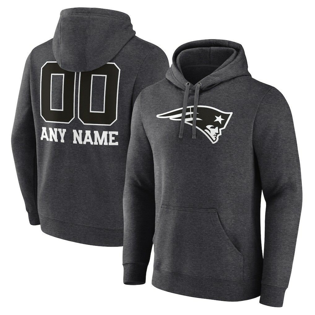 New England Patriots Personalized Name & Number Monochrome Pullover Hoodie | NFL Discount