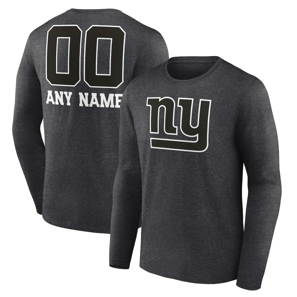 New York Giants Personalized Name & Number Monochrome Long Sleeve T-Shirt | NFL Outlet