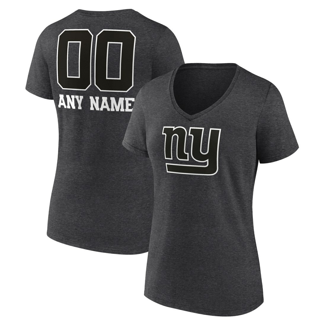 New York Giants Women's Personalized Name & Number Monochrome V-Neck Long Sleeve T-Shirt | NFL Hot