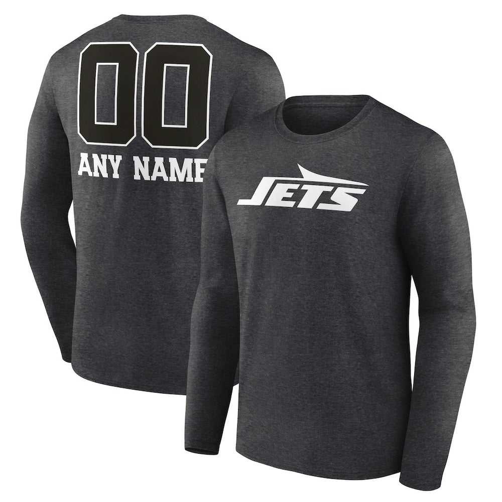 New York Jets Personalized Name & Number Monochrome Long Sleeve T-Shirt | NFL New