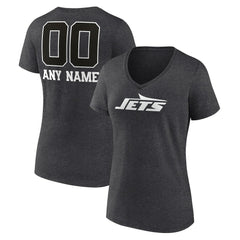 New York Jets Women's Personalized Name & Number Monochrome V-Neck Long Sleeve T-Shirt | NFL Discount