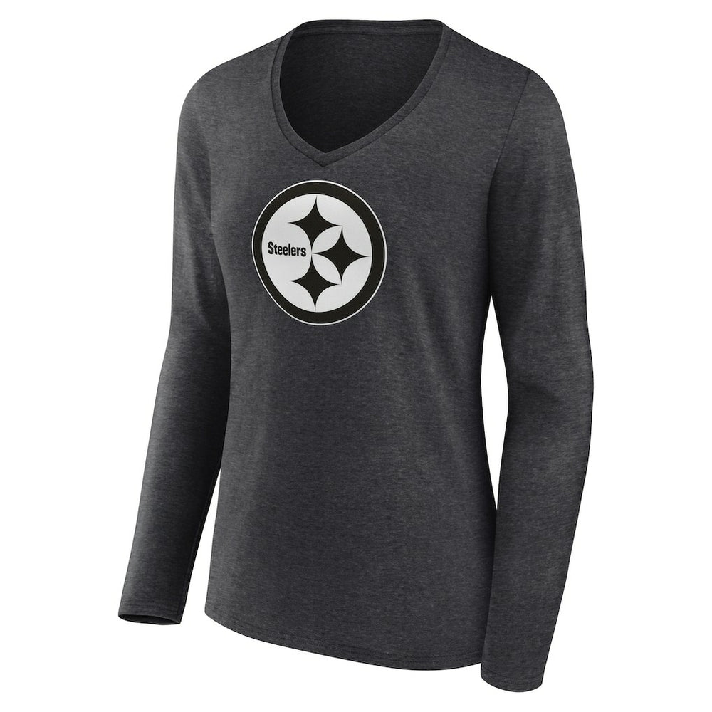 Pittsburgh Steelers Women's Personalized Name & Number Monochrome V-neck T-Shirt | NFL Hot
