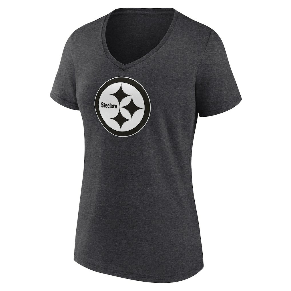 Pittsburgh Steelers Women's Personalized Name & Number Monochrome V-Neck Long Sleeve T-Shirt | NFL Sale