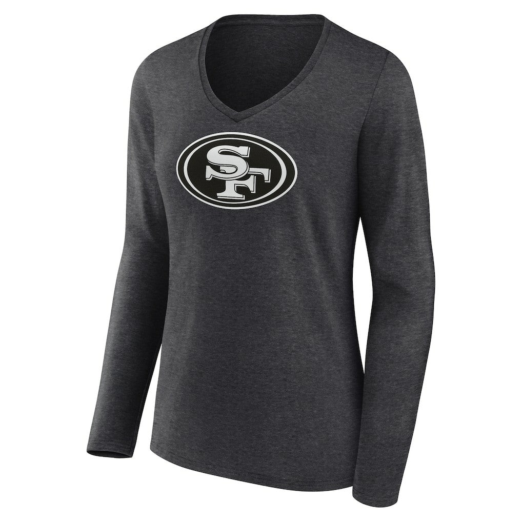 San Francisco 49ers Women's Personalized Name & Number Monochrome V-neck T-Shirt | NFL Outlet