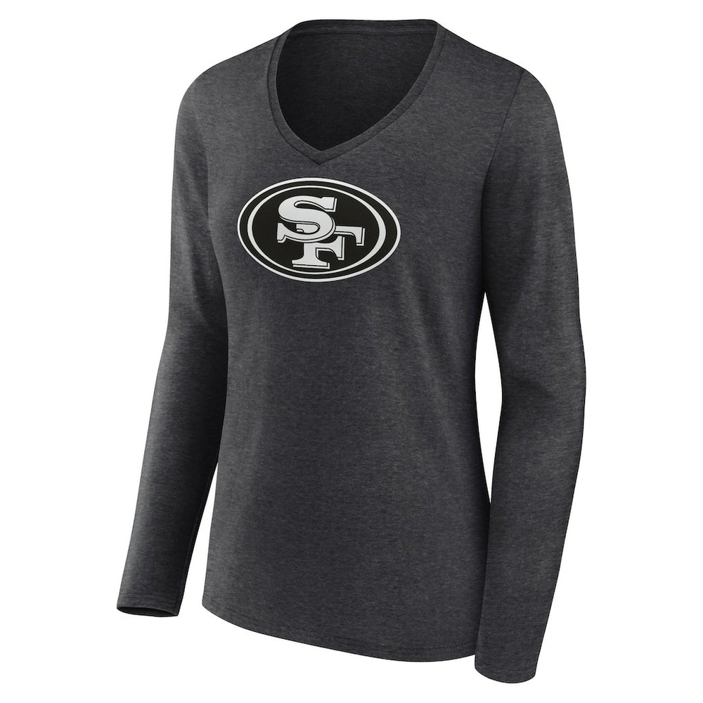 San Francisco 49ers Women's Personalized Name & Number Monochrome V-neck T-Shirt | NFL Outlet