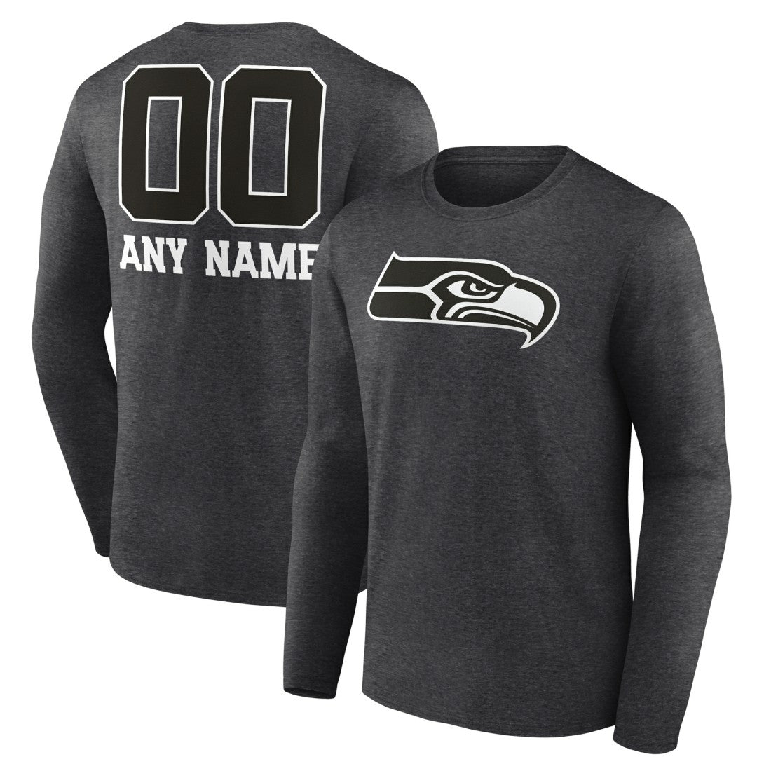 Seattle Seahawks Personalized Name & Number Monochrome Long Sleeve T-Shirt | NFL Online