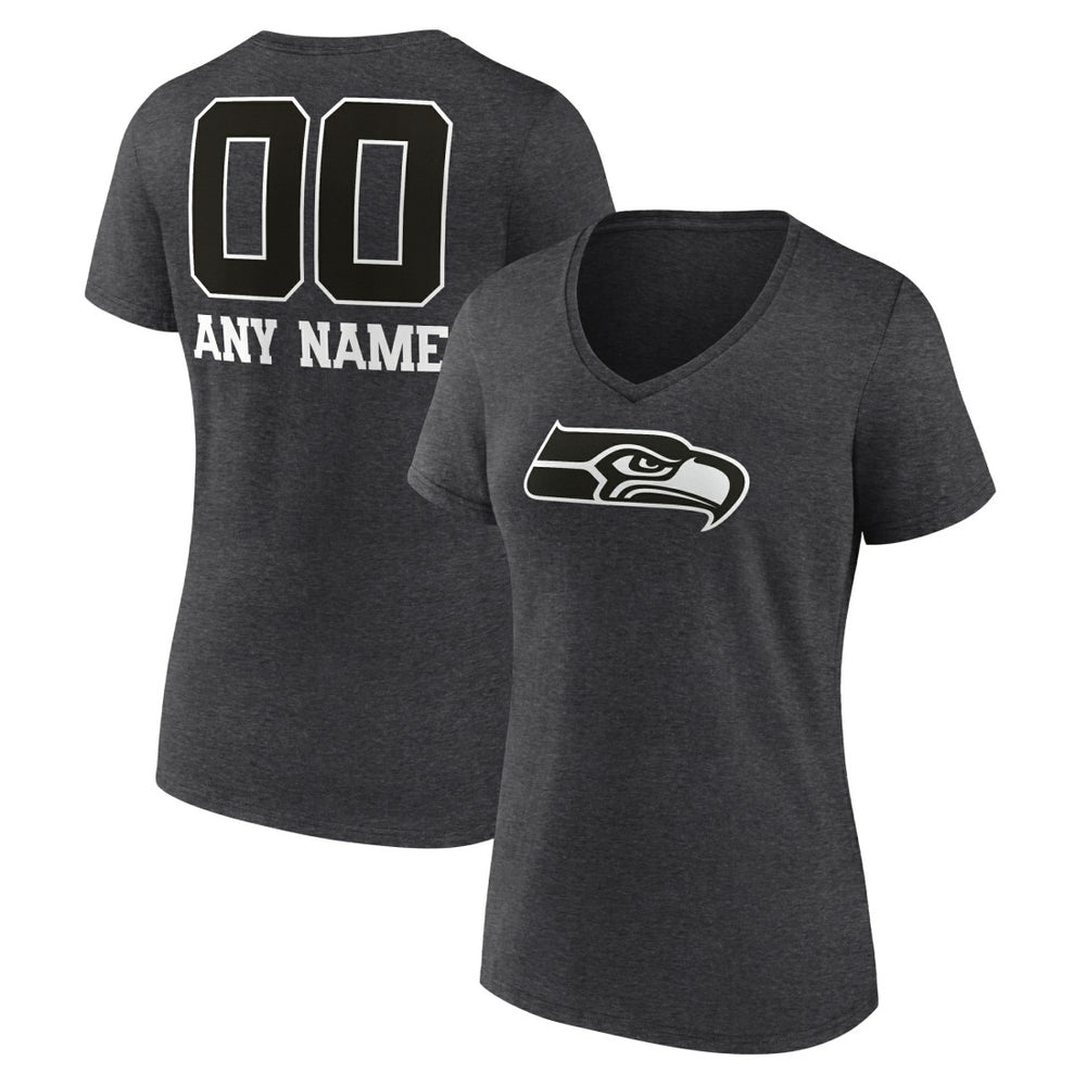 Seattle Seahawks Women's Personalized Name & Number Monochrome V-Neck Long Sleeve T-Shirt | NFL Online