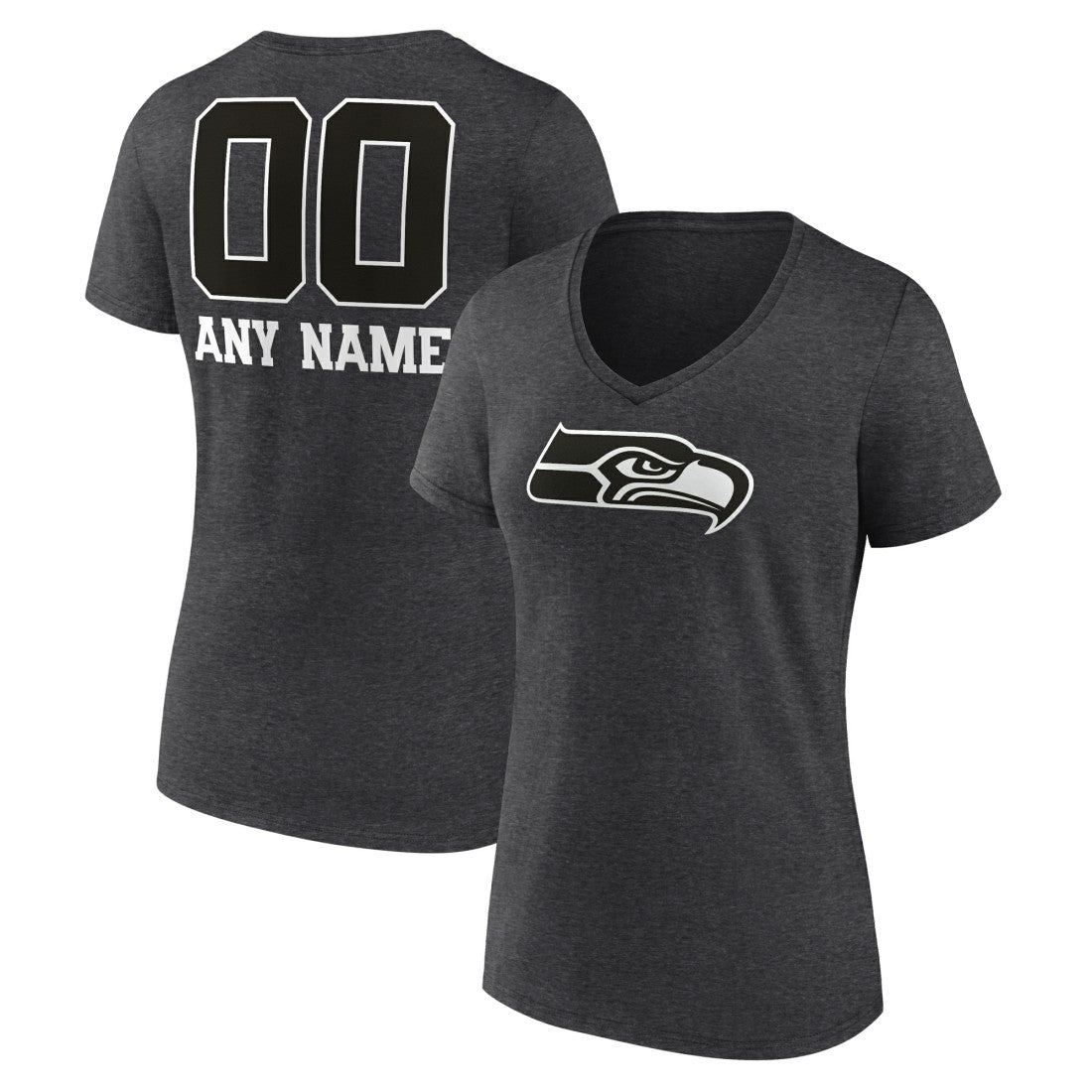 Seattle Seahawks Women's Personalized Name & Number Monochrome V-Neck Long Sleeve T-Shirt | NFL Online
