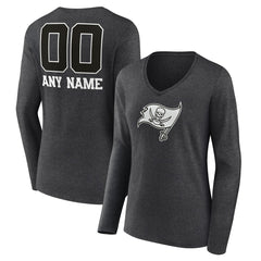 Tampa Bay Buccaneers Women's Personalized Name & Number Monochrome V-neck T-Shirt | NFL Sale