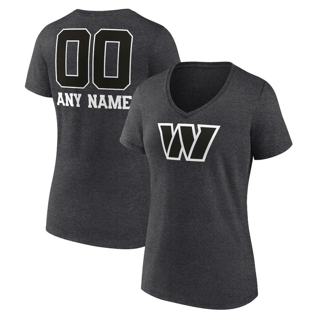 Washington Commanders Women's Personalized Name & Number Monochrome V-Neck Long Sleeve T-Shirt | NFL New