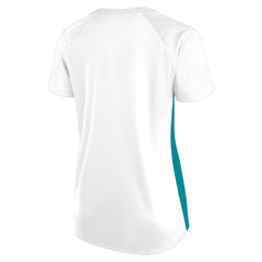 Miami Dolphins Women's Plus Size Glitter Lace-Up V- Neck T-Shirt | NFL Outlet