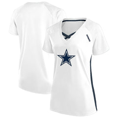 Dallas Cowboys Women's Plus Size Glitter Lace-Up V- Neck T-Shirt | NFL Outlet
