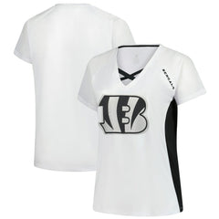 Cincinnati Bengals Women's Plus Size Glitter Lace-Up V- Neck T-Shirt | NFL On sale