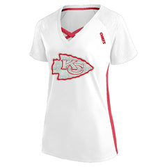 Kansas City Chiefs Women's Plus Size Glitter Lace-Up V- Neck T-Shirt | NFL New