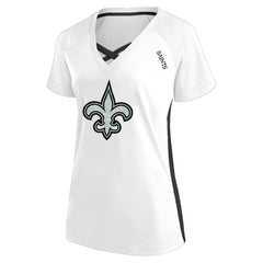 New Orleans Saints Women's Plus Size Glitter Lace-Up V- Neck T-Shirt | NFL Near me