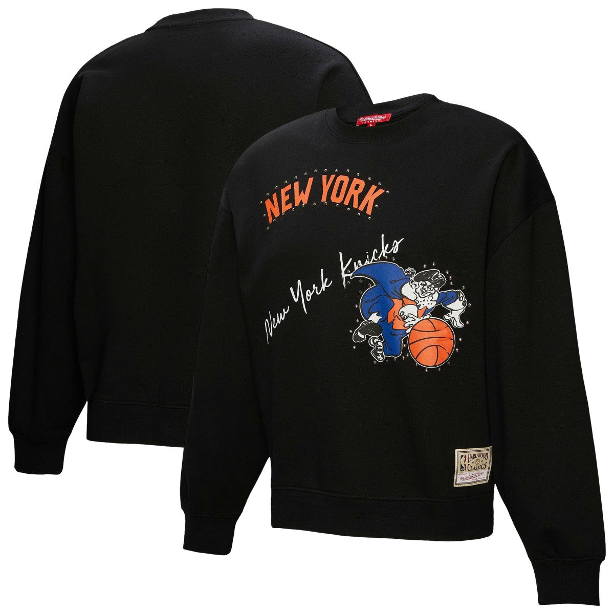 Black New York Knicks Women's Hardwood Classics Home Team Pullover Sweatshirt | NBA