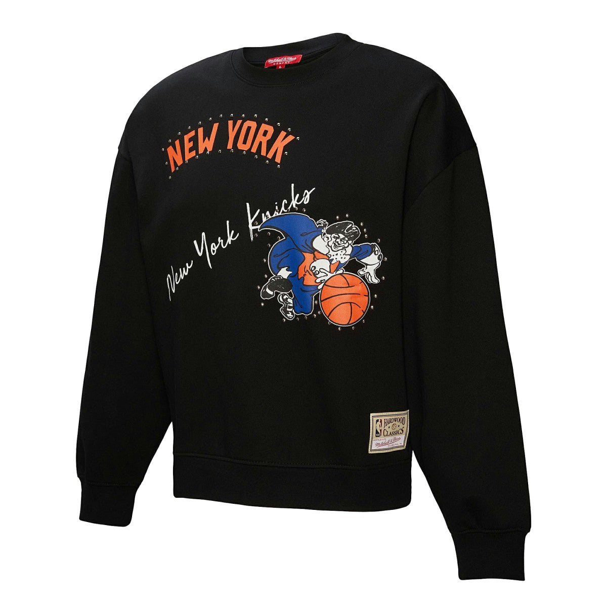 Black New York Knicks Women's Hardwood Classics Home Team Pullover Sweatshirt | NBA