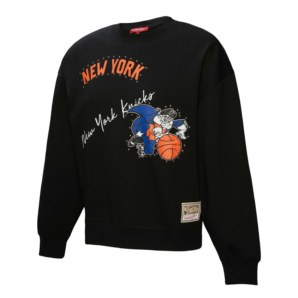 Black New York Knicks Women's Hardwood Classics Home Team Pullover Sweatshirt | NBA