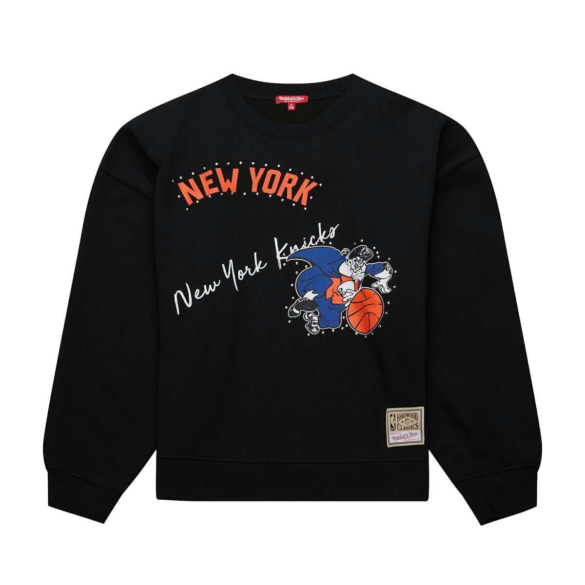 Black New York Knicks Women's Hardwood Classics Home Team Pullover Sweatshirt | NBA