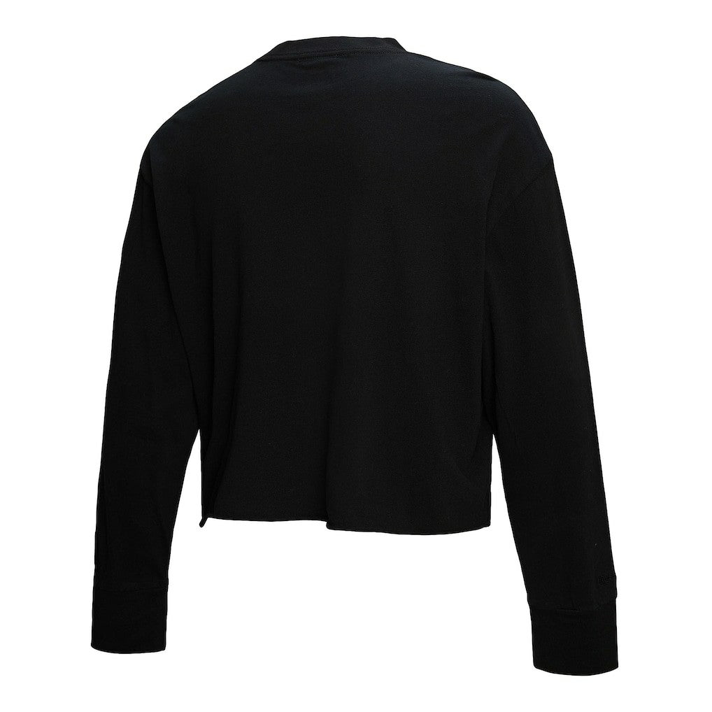 Black New York Knicks Women's Hardwood Classics Studded Boxy Cropped Long Sleeve T-Shirt | NBA