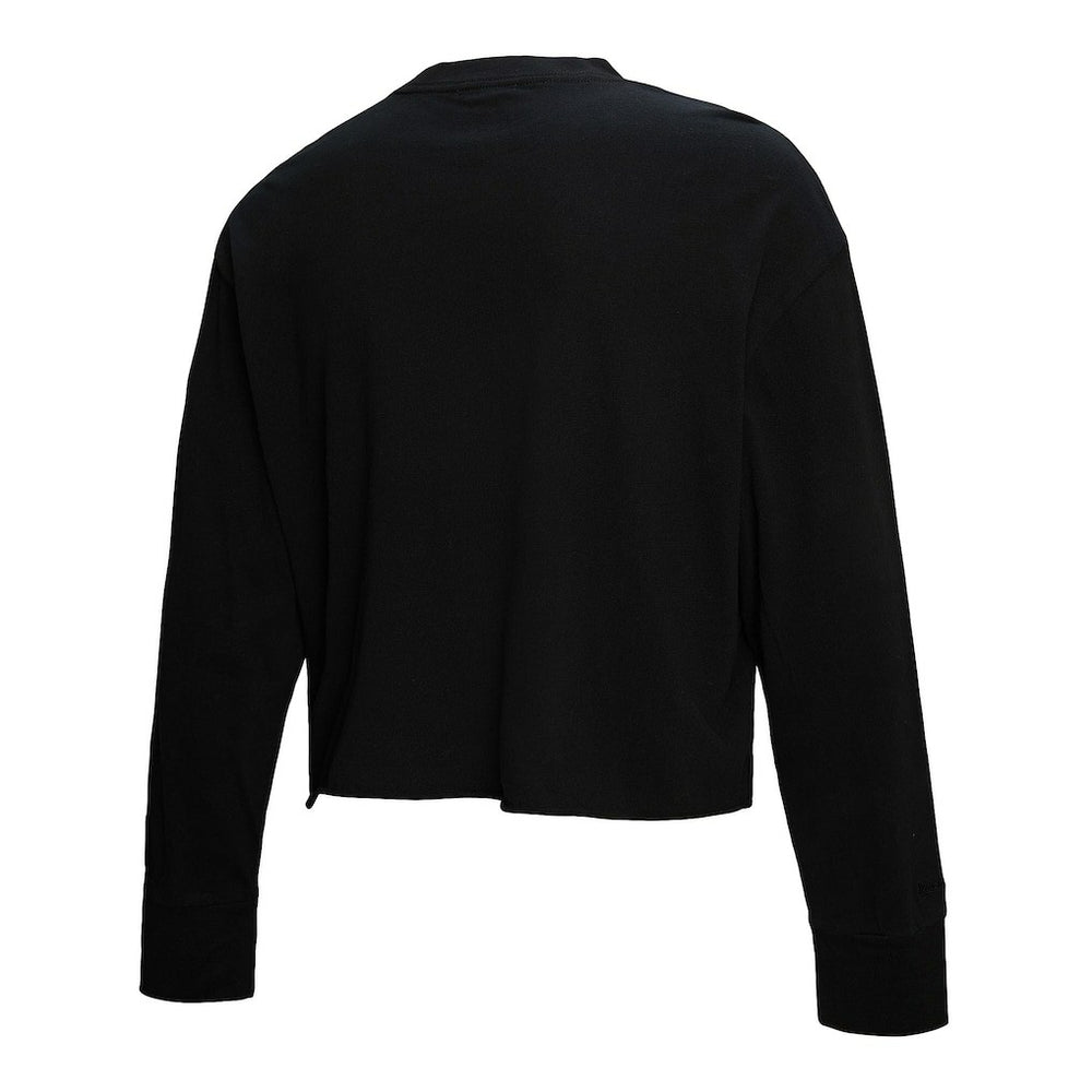 Black New York Knicks Women's Hardwood Classics Studded Boxy Cropped Long Sleeve T-Shirt | NBA