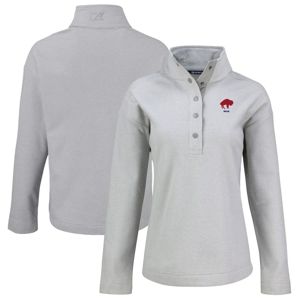 Buffalo Bills Cutter & Buck Women's Hunts Point Eco Half-Snap Sweatshirt | NFL Sale