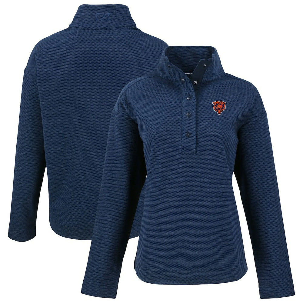 Chicago Bears Cutter & Buck Women's Hunts Point Eco Half-Snap Sweatshirt | NFL Discount