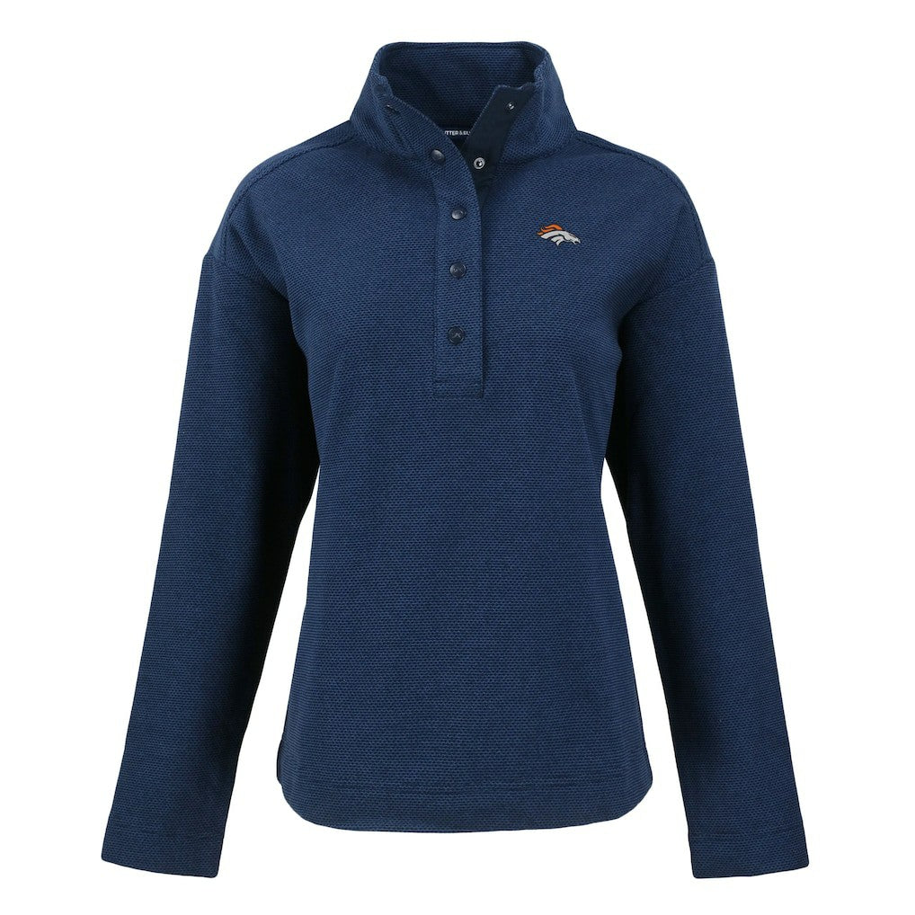 Denver Broncos Cutter & Buck Women's Hunts Point Eco Half-Snap Sweatshirt | NFL Sale