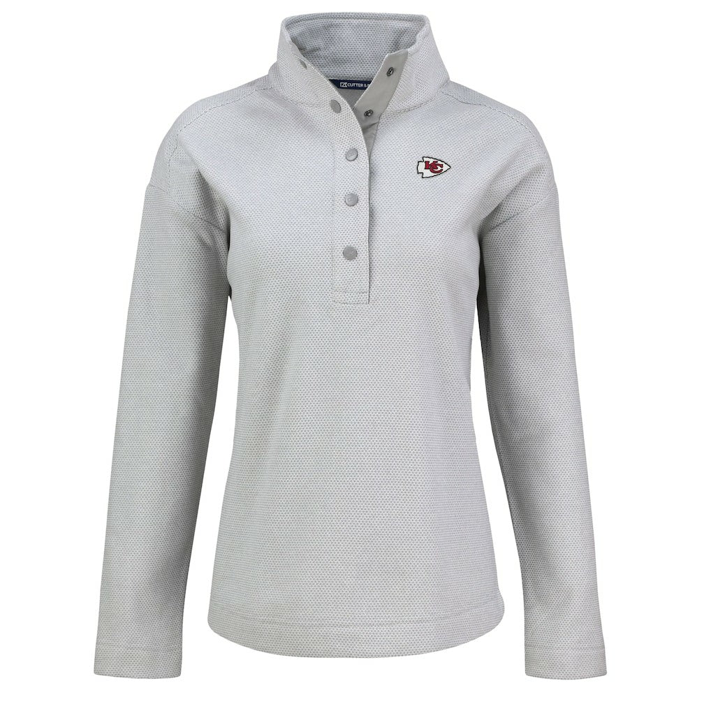 Kansas City Chiefs Cutter & Buck Women's Hunts Point Eco Half-Snap Sweatshirt | NFL Sale