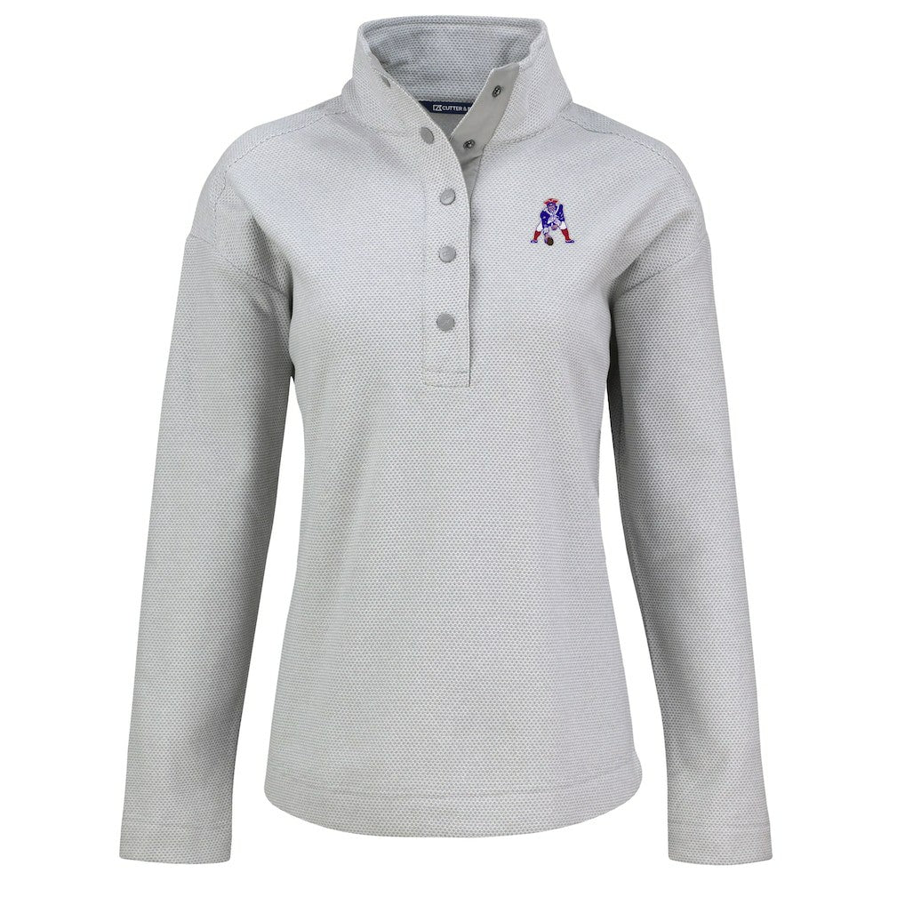 New England Patriots Cutter & Buck Women's Hunts Point Eco Half-Snap Sweatshirt | NFL New