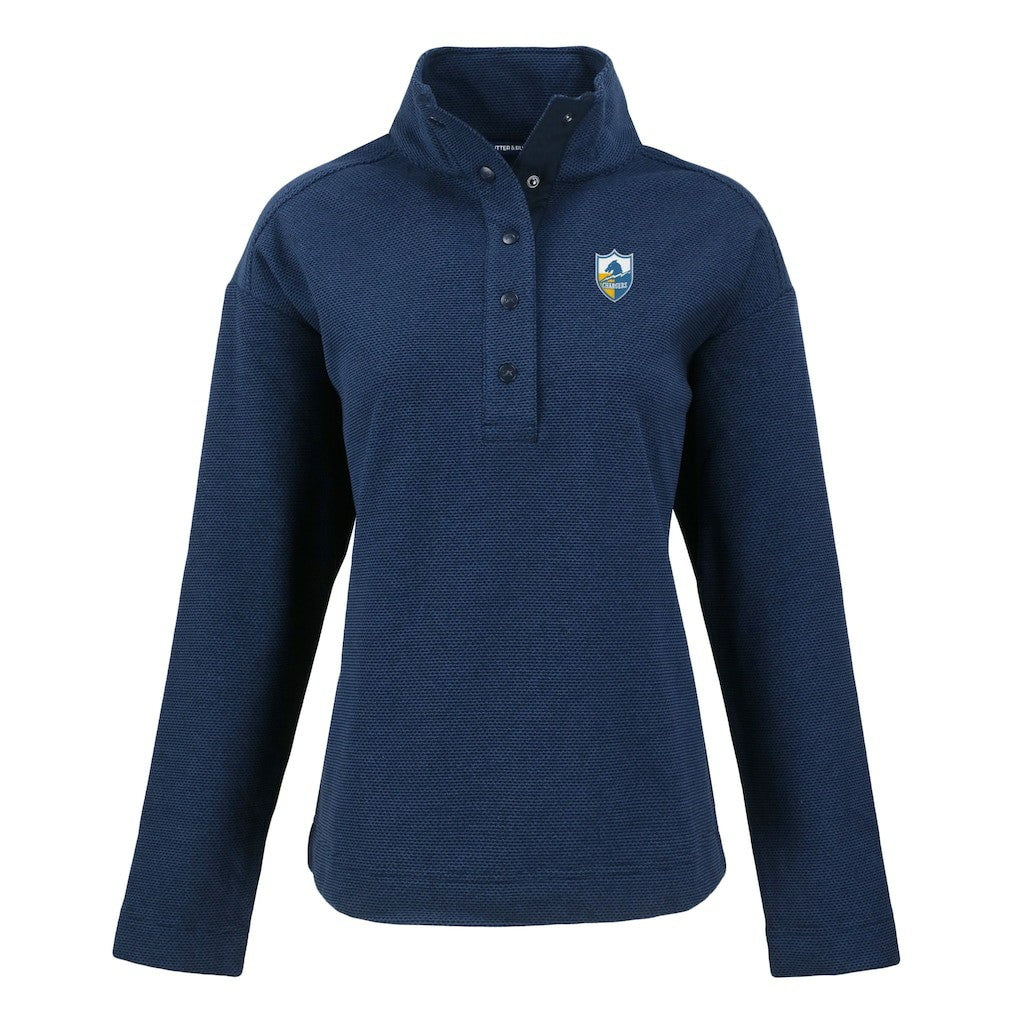 Los Angeles Chargers Cutter & Buck Women's Hunts Point Eco Half-Snap Sweatshirt | NFL Discount