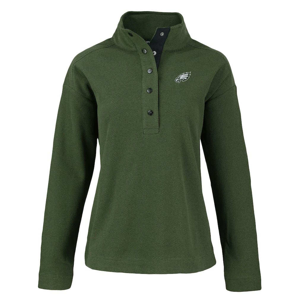 Philadelphia Eagles Cutter & Buck Women's Hunts Point Eco Half-Snap Sweatshirt | NFL Discount