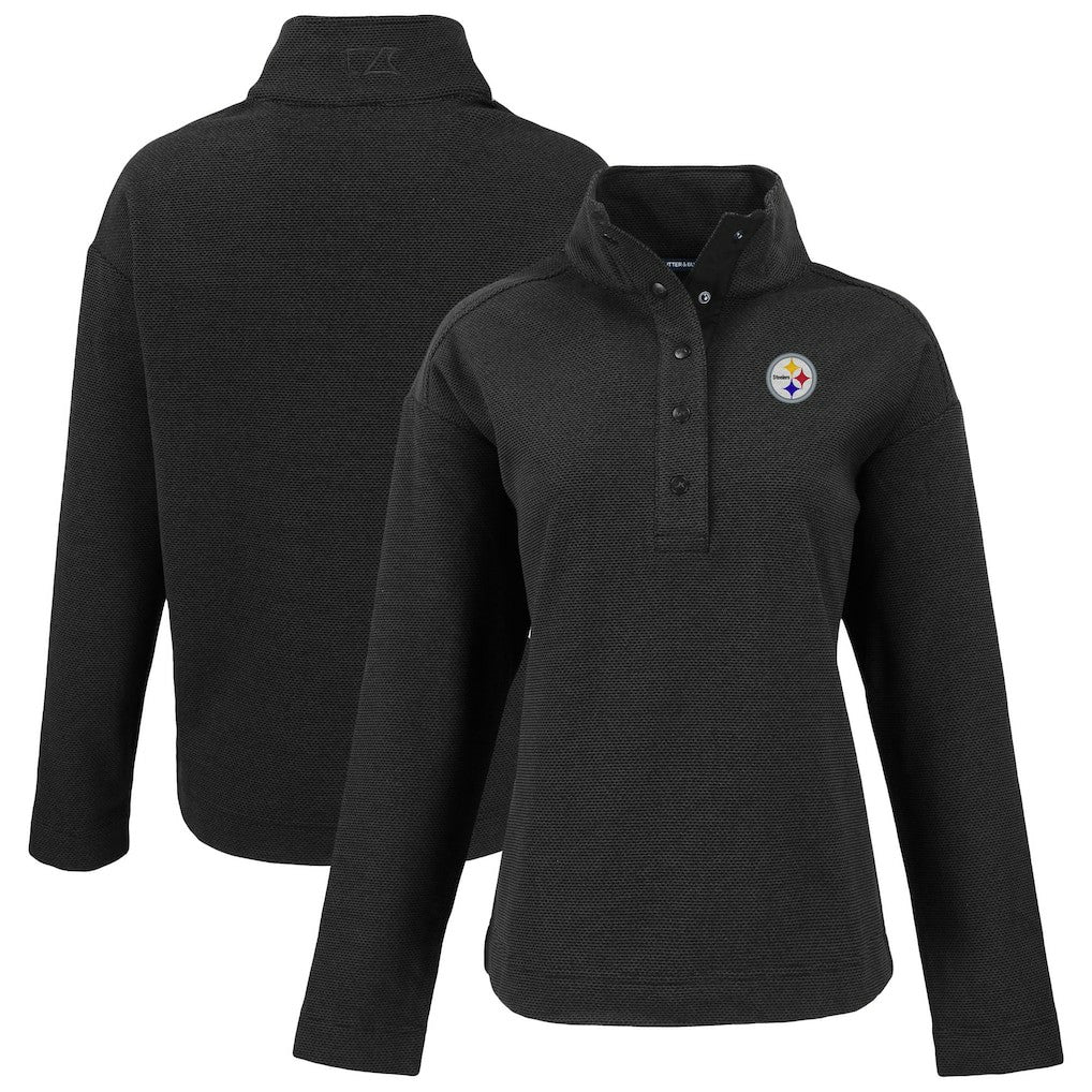 Pittsburgh Steelers Cutter & Buck Women's Hunts Point Eco Half-Snap Sweatshirt | NFL Outlet