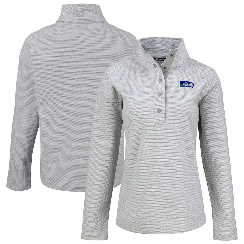 Seattle Seahawks Cutter & Buck Women's Hunts Point Eco Half-Snap Sweatshirt | NFL Discount