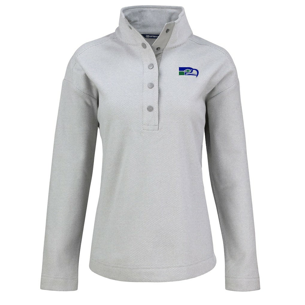Seattle Seahawks Cutter & Buck Women's Hunts Point Eco Half-Snap Sweatshirt | NFL Discount