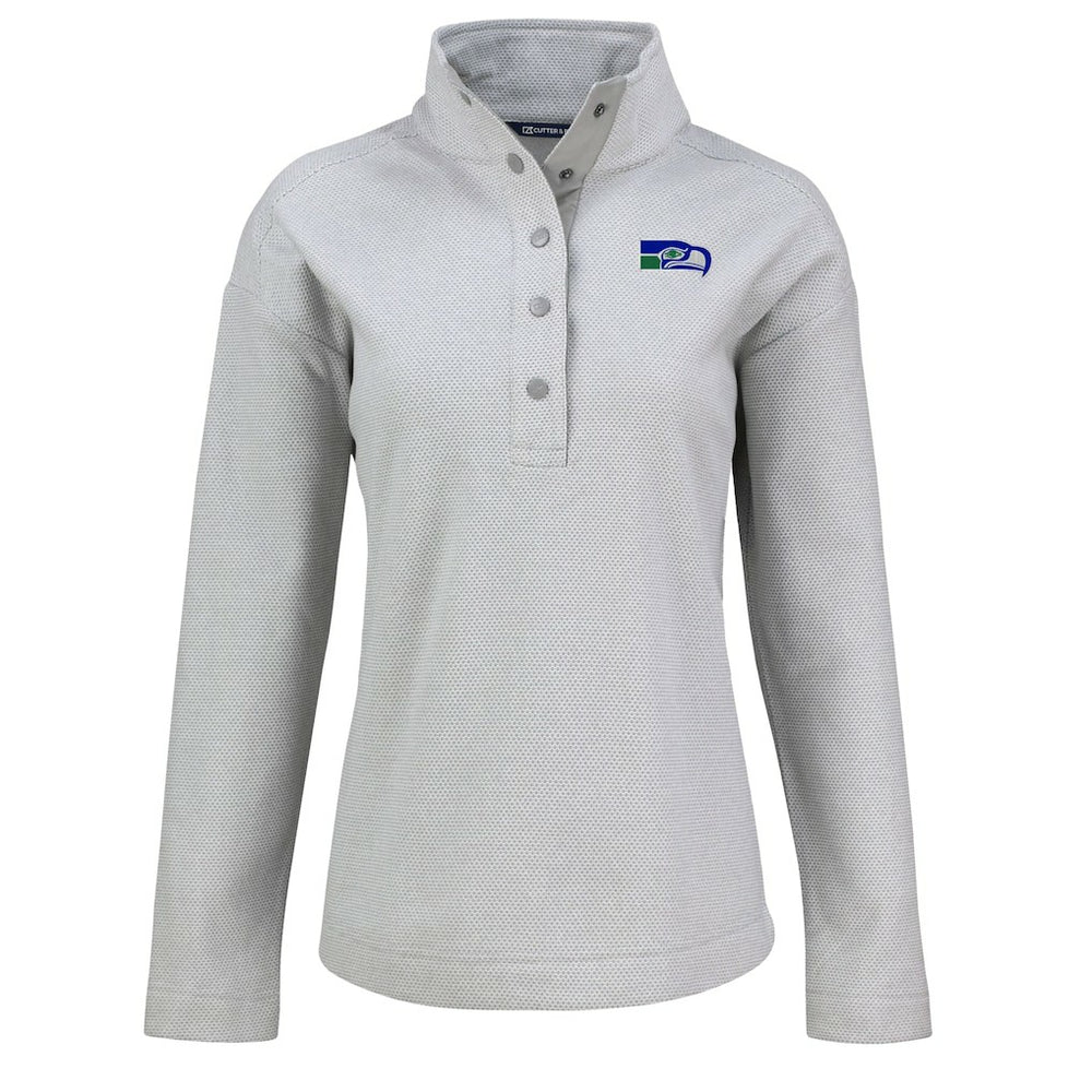 Seattle Seahawks Cutter & Buck Women's Hunts Point Eco Half-Snap Sweatshirt | NFL Discount