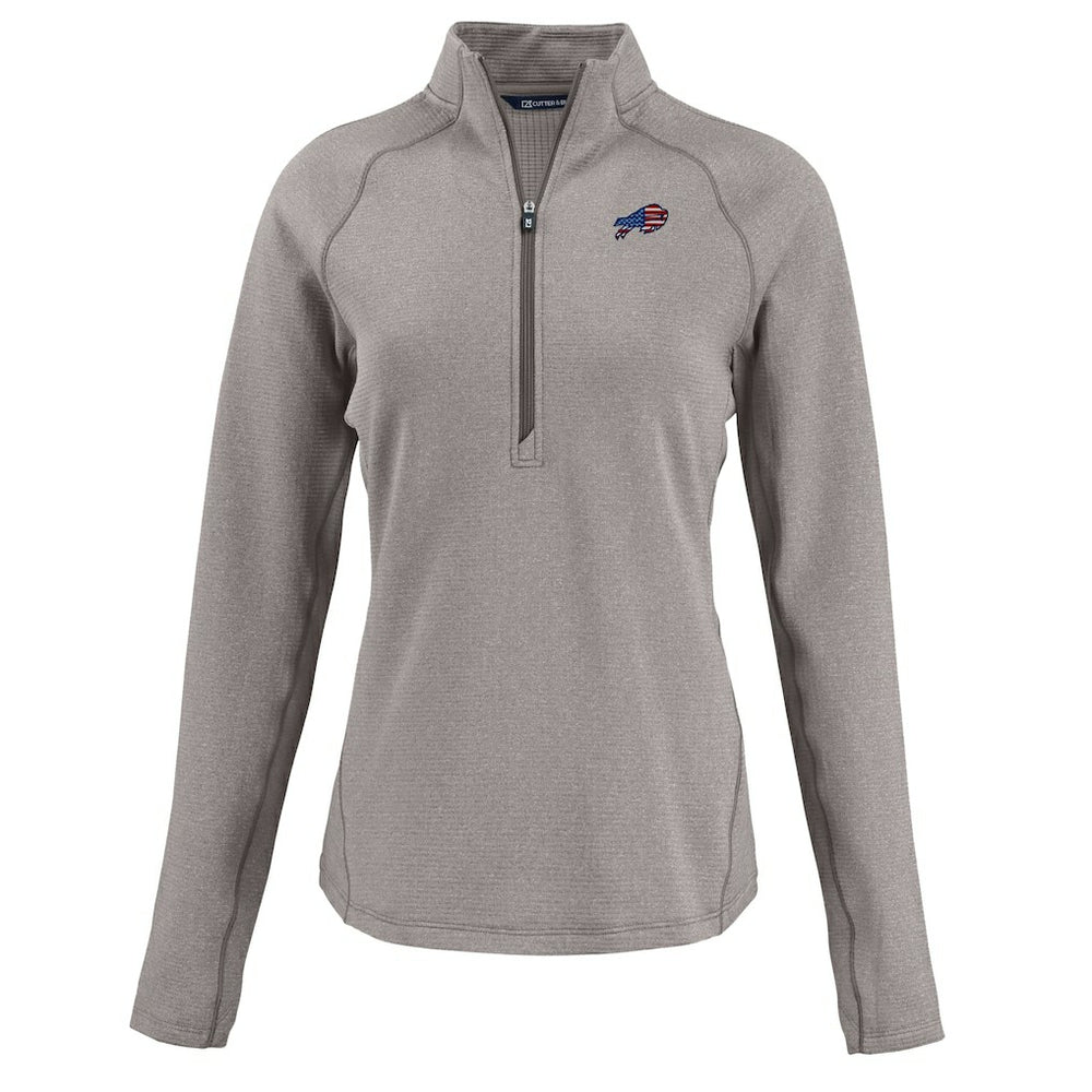 Buffalo Bills Cutter & Buck Women's Americana Peshastin Eco Fleece Recycled Tri-Blend Raglan Half-Zip Jacket | NFL US