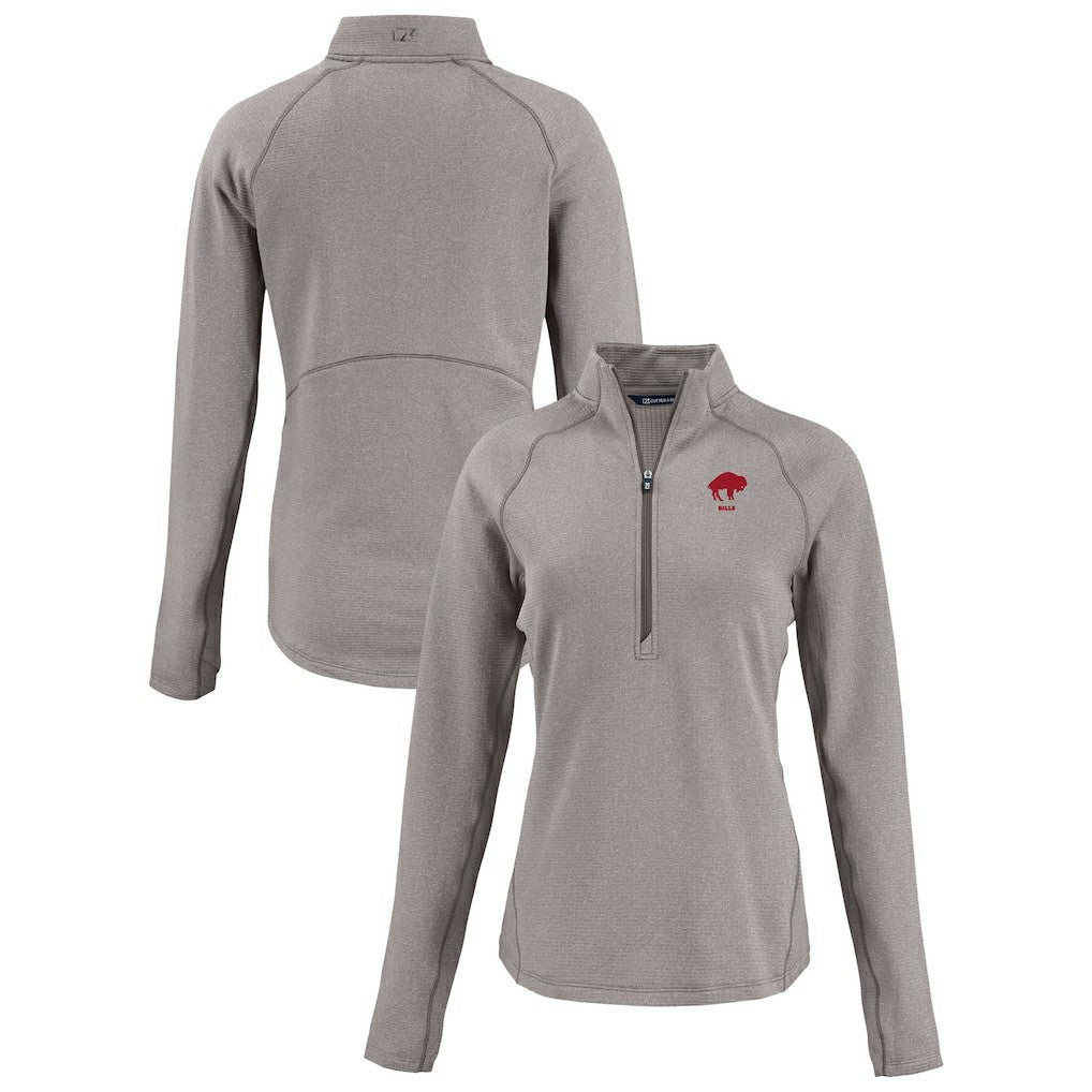 Buffalo Bills Cutter & Buck Women's Peshastin Eco Fleece Recycled Tri-Blend Raglan Half-Zip Jacket | NFL New