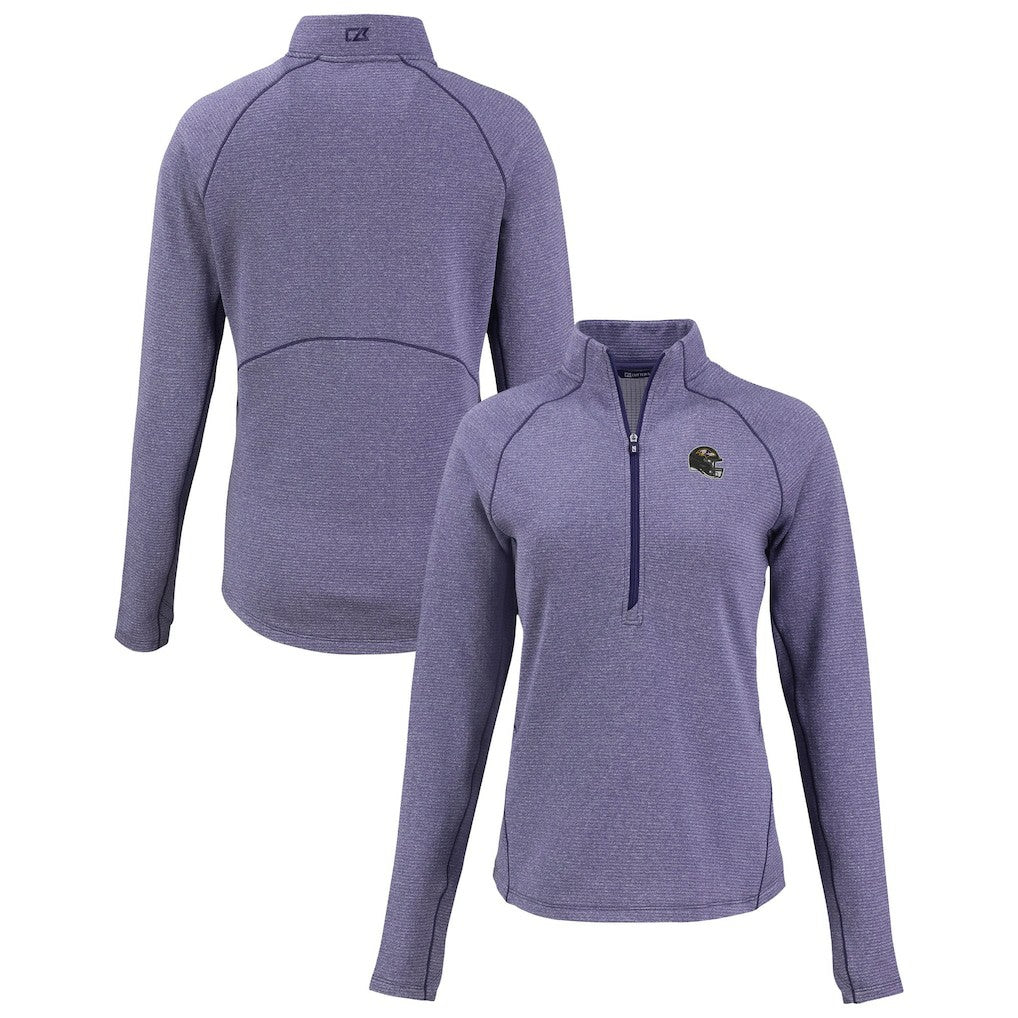 Baltimore Ravens Cutter & Buck Women's Peshastin Eco Fleece Recycled Tri-Blend Raglan Half-Zip Jacket | NFL New