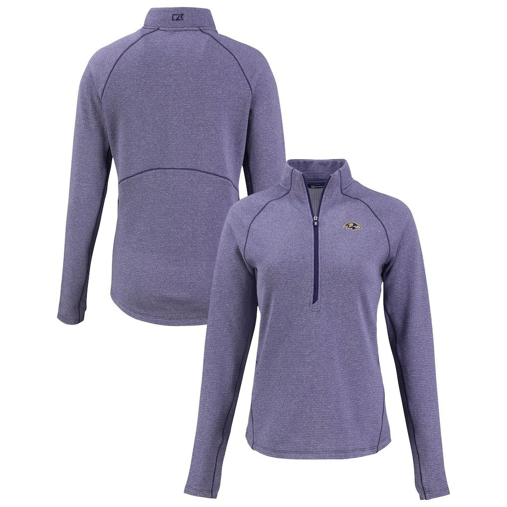 Baltimore Ravens Cutter & Buck Women's Peshastin Eco Fleece Recycled Tri-Blend Raglan Half-Zip Jacket | NFL On sale